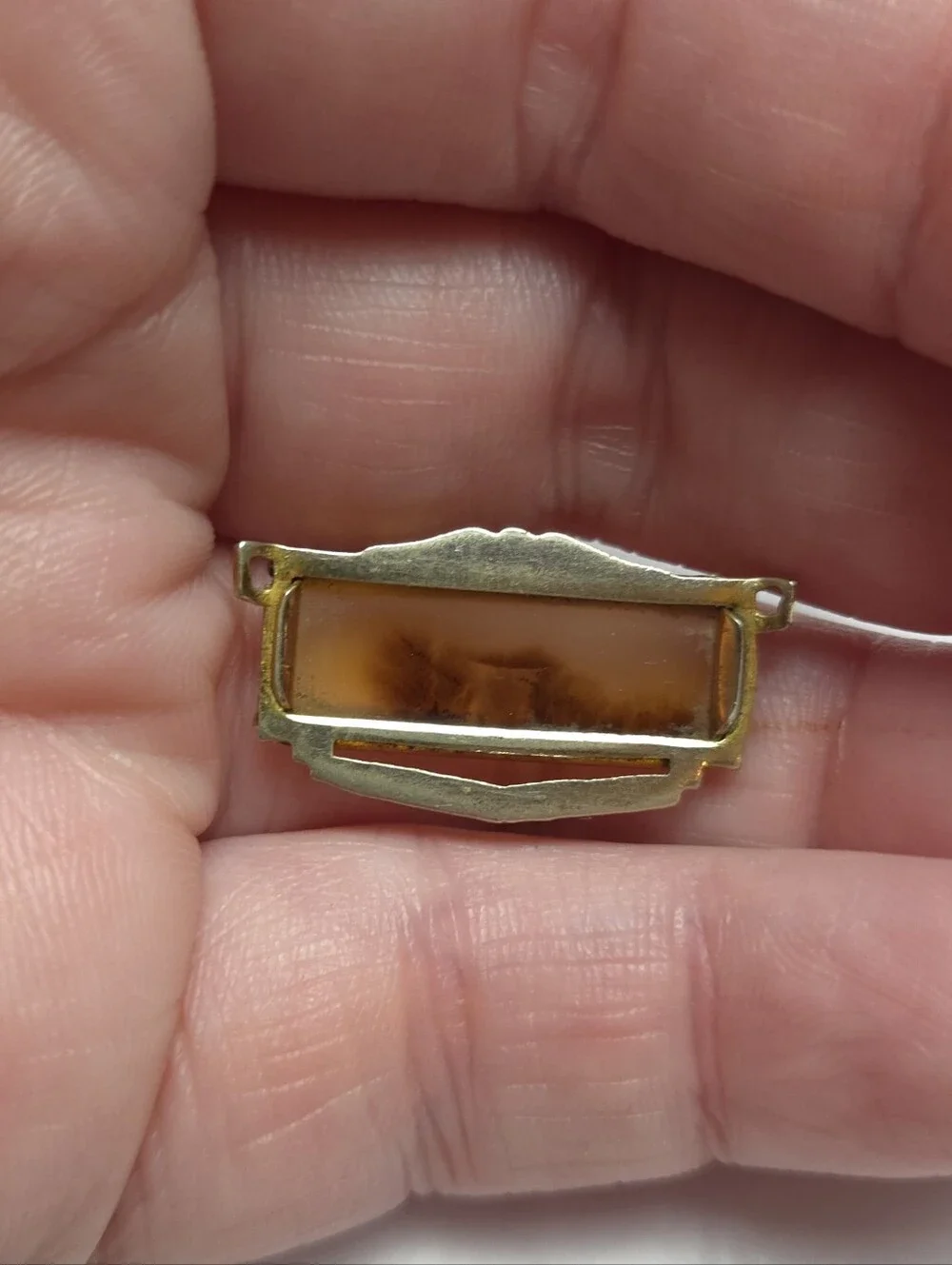 Vintage Gold Filled Natural Dendritic Agate Tie Keeper for a Tie Clip